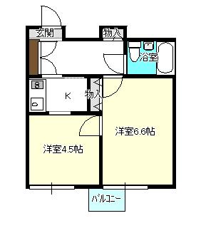 クリオ毛呂山壱番館(2K/3階)の間取り写真
