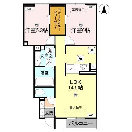LAMURE(2LDK/1階)の間取り写真