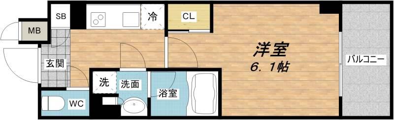 アスヴェル東本町II(1K/14階)の間取り写真