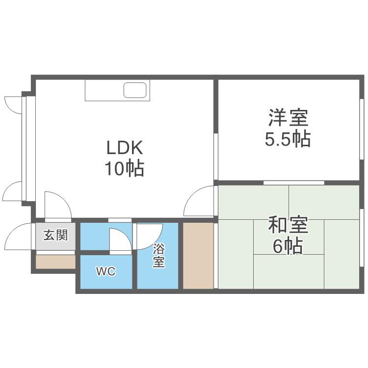 ソレイユ八軒(2LDK/2階)の間取り写真