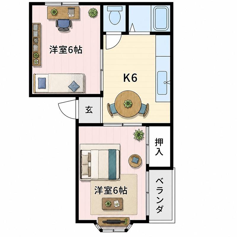コーポ山岡(2DK/4階)の間取り写真