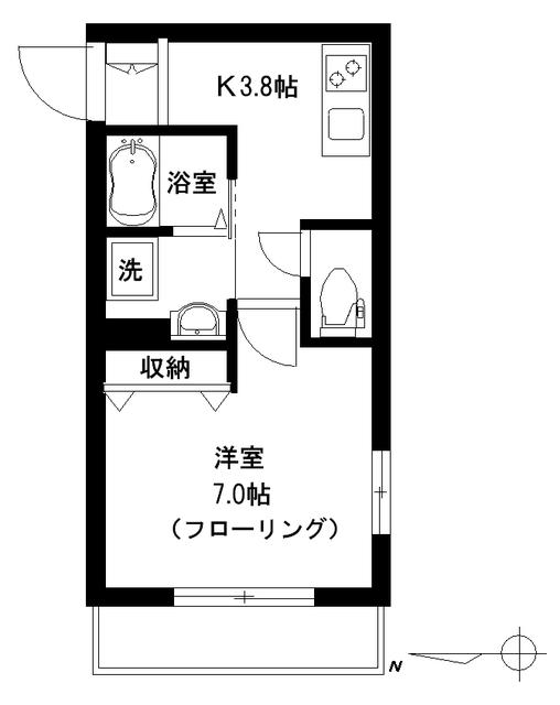 ホワイトコート(1K/1階)の間取り写真