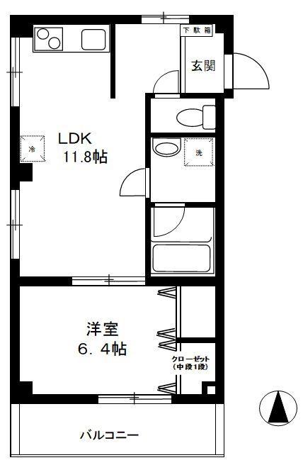 プライムハイツ(1LDK/1階)の間取り写真