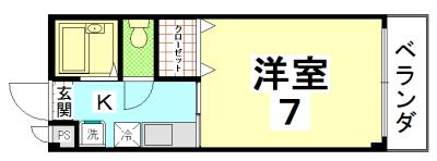 オーパ花園(1K/2階)の間取り写真