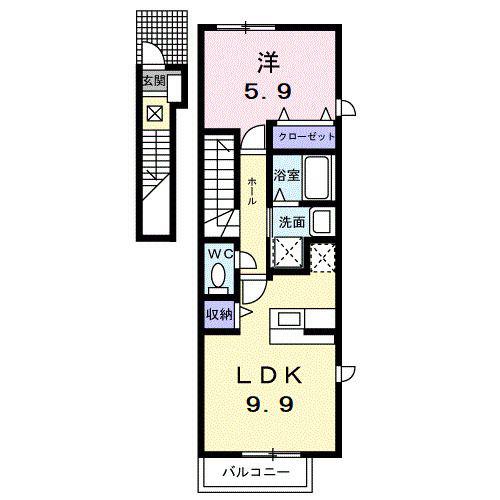 アプローズII(1LDK/2階)の間取り写真