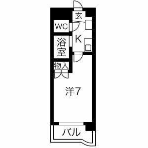 プリオールK(1K/1階)の間取り写真