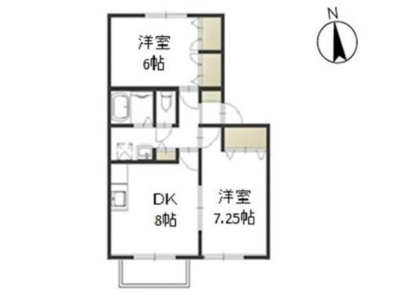 ファミーユ竹原F(2DK/2階)の間取り写真