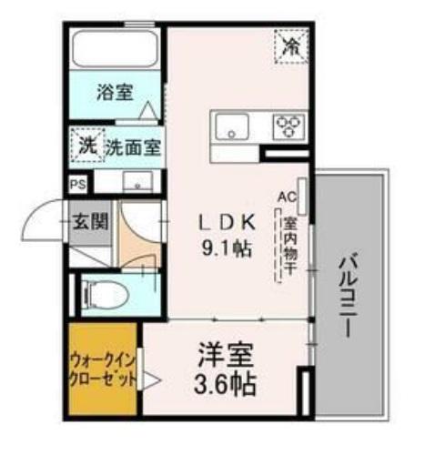 トレンタ 氷室(1LDK/2階)の間取り写真