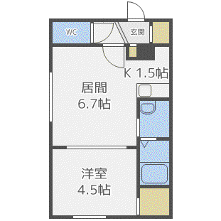 クレアメゾン南平岸(1LDK/2階)の間取り写真