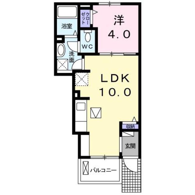 シャン・ド・ポワール(1LDK/1階)の間取り写真