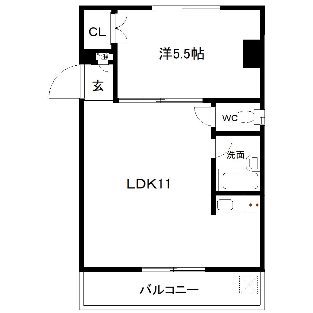 シーマ神水(1LDK/4階)の間取り写真
