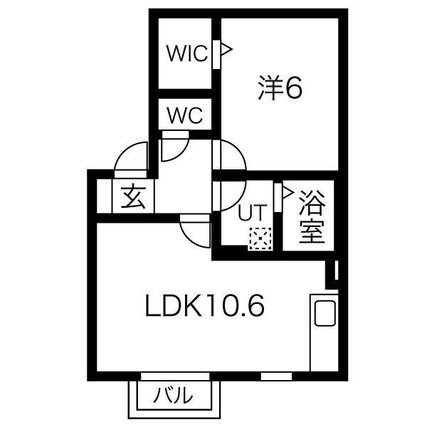 レザンコートA棟(1LDK/2階)の間取り写真