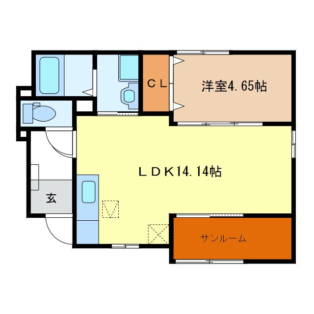 フランドール(1LDK/1階)の間取り写真
