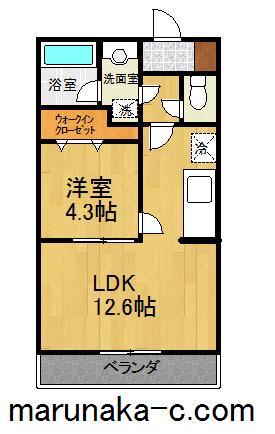 MUGUETE(1LDK/2階)の間取り写真