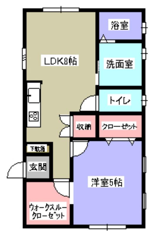 フランネル(1LDK/2階)の間取り写真