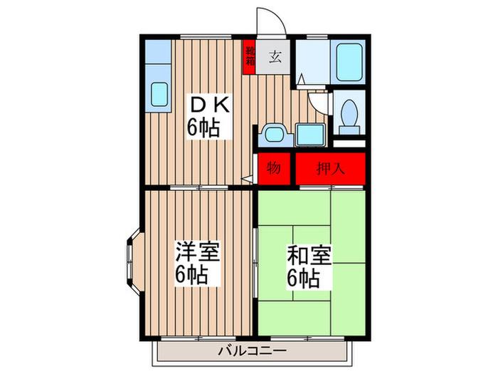 サンシティ関山B棟(2DK/2階)の間取り写真