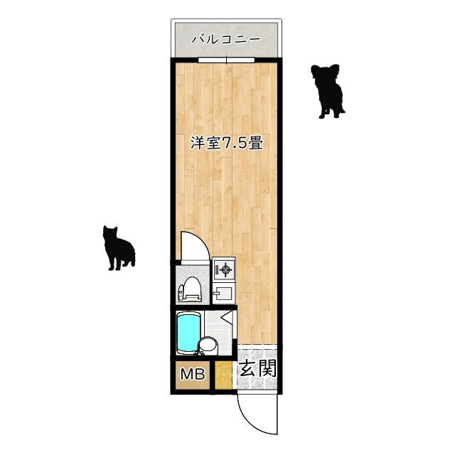 SENSE富田林(ワンルーム/1階)の間取り写真