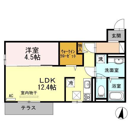 プランドール(1LDK/1階)の間取り写真