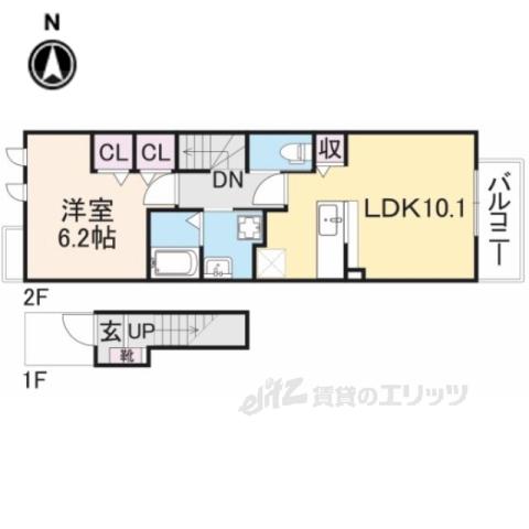 クレメントⅡ(1LDK/2階)の間取り写真
