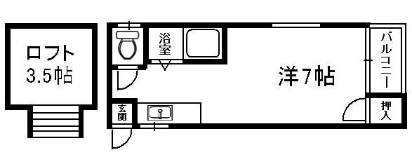 フレンドリーハイム姪浜III(ワンルーム/2階)の間取り写真