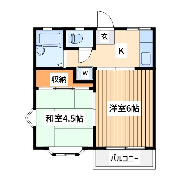 コスモス(2K/2階)の間取り写真