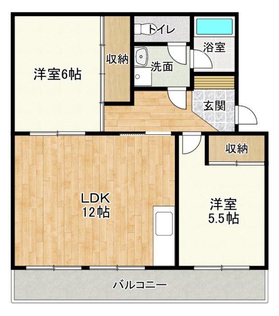たかみマンション(2LDK/2階)の間取り写真