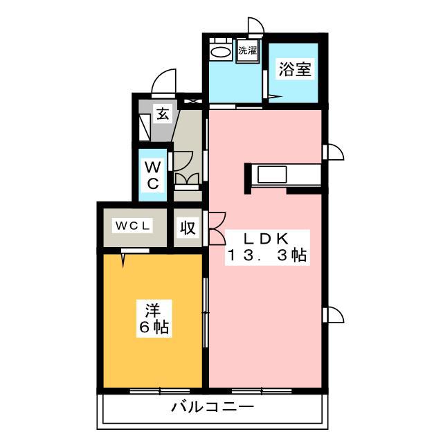 シャーロット ハイツ(1LDK/2階)の間取り写真