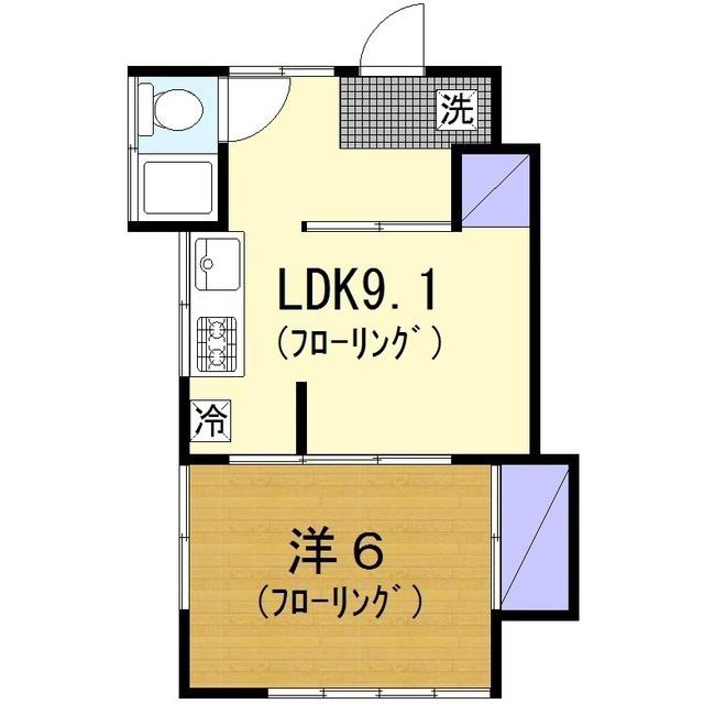 キクアパート(1LDK/2階)の間取り写真