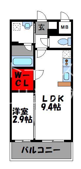 CINQ IWASE BLD(1LDK/4階)の間取り写真