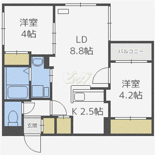 ブランシャールELEGANCE(2LDK/1階)の間取り写真