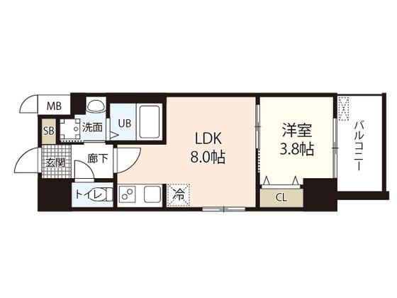 S-RESIDENCE表町(1LDK/4階)の間取り写真