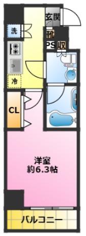 レアライズ武蔵小杉II(1K/6階)の間取り写真