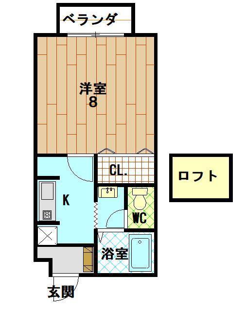 セジュールM(1K/2階)の間取り写真