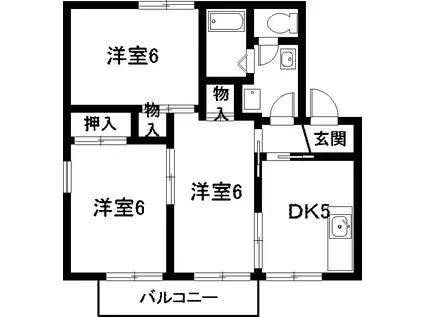 M・ハピネス(3DK/1階)の間取り写真