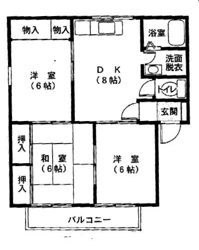 メイポール上温品A(3DK/2階)の間取り写真