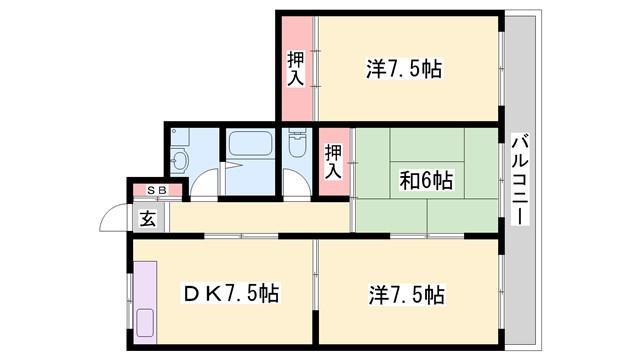 ユニオンコーポラスしんまち(3DK/2階)の間取り写真