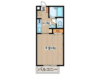 ベルフィーユ青葉台(1K/2階)の間取り写真