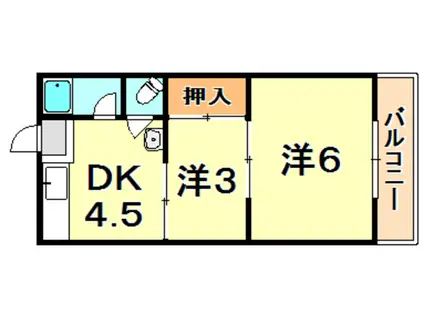 汐見ケ丘ハウス(2DK/1階)の間取り写真