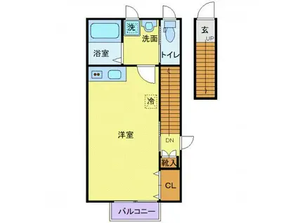 シャイン柏木(ワンルーム/2階)の間取り写真