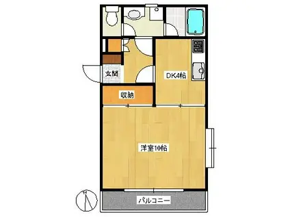 AIGLE九品寺(1K/1階)の間取り写真