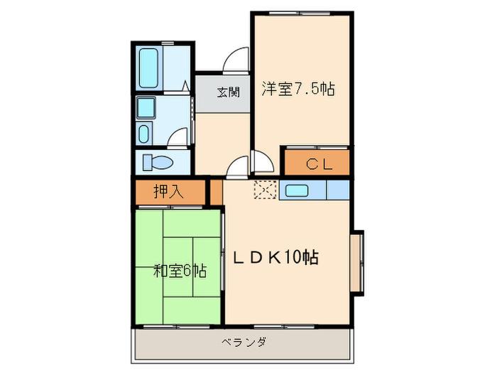 グローリアスヒルズ(2LDK/4階)の間取り写真