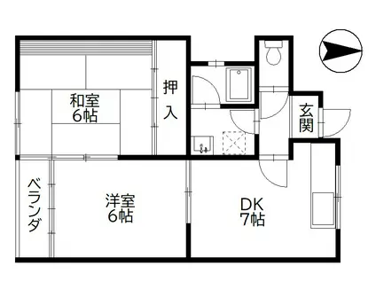 ザ・シルクベール新庄(2DK/1階)の間取り写真
