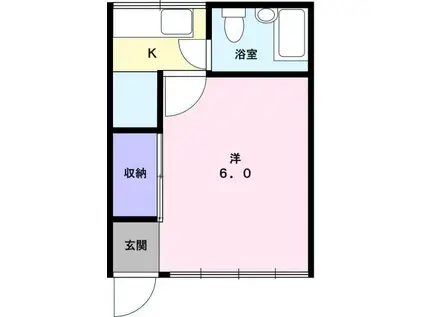 オレンジコート(1K/1階)の間取り写真