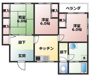 エナール高須(3DK/2階)の間取り写真