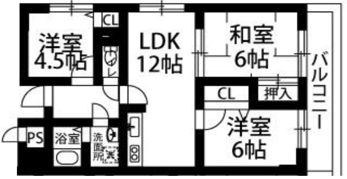 ドエル北堀江(3LDK/2階)の間取り写真