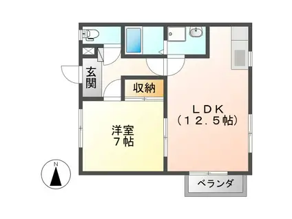 ビレッジアキ(1LDK/1階)の間取り写真