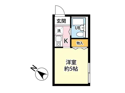 メイプルハウス(ワンルーム/2階)の間取り写真