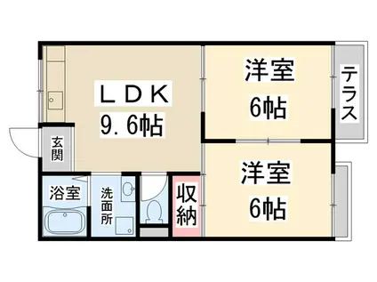 グランビュー(2LDK/1階)の間取り写真