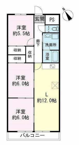 メゾン興国(3LDK/4階)の間取り写真