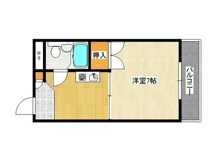 カサレクモナ東館3F(1K/3階)の間取り写真